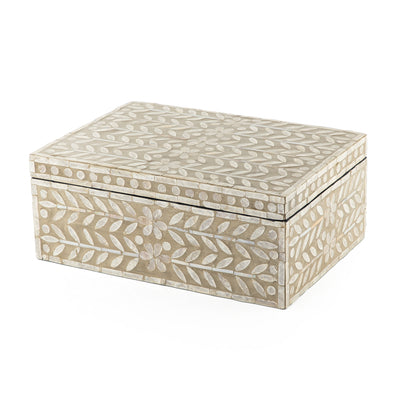 Square Mother of Pearl Box with Cover - Cream Color