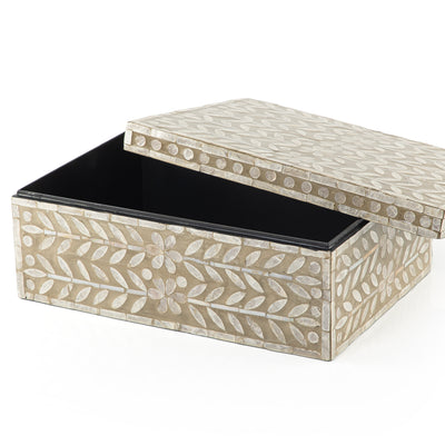 Square Mother of Pearl Box with Cover - Cream Color