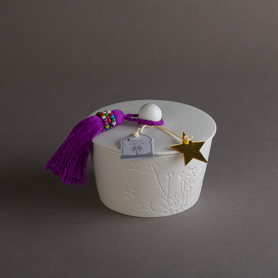 وعاء قرقيعان سيراميك أبيض - بنفسجي