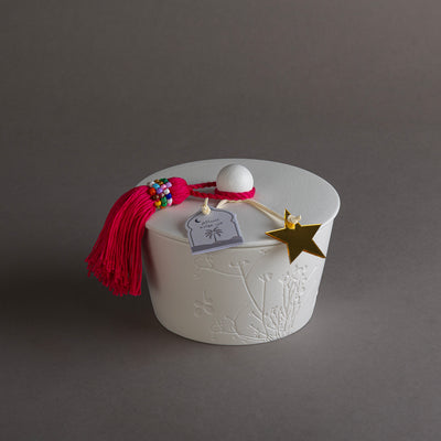 وعاء قرقيعان سيراميك أبيض - وردي 