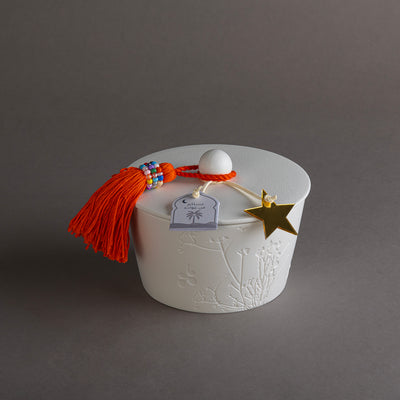 وعاء قرقيعان سيراميك أبيض - برتقالي 