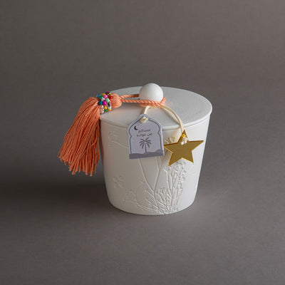 Gergaan Matt White Bowl With Tassel - Peach