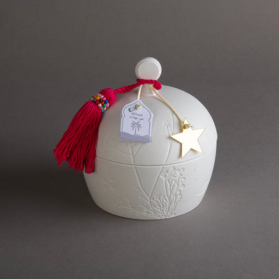 Gergaan Matt White Bowl With Tassel - Pink