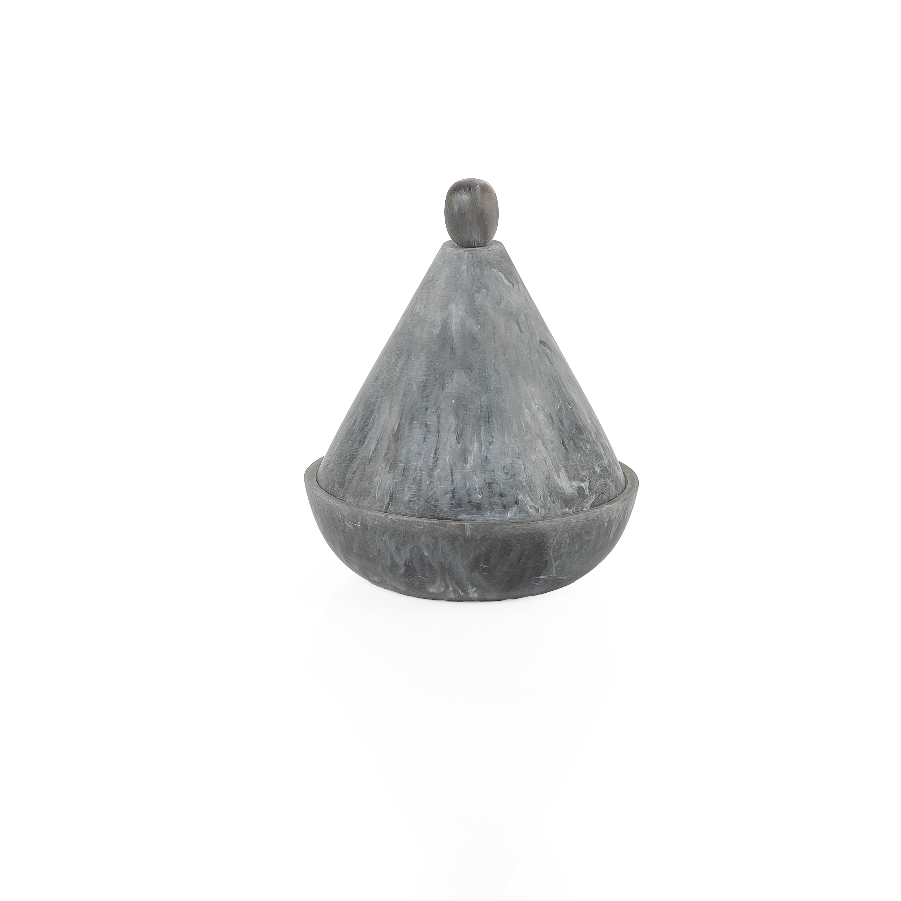 Gergean resin bowl with lid - grey