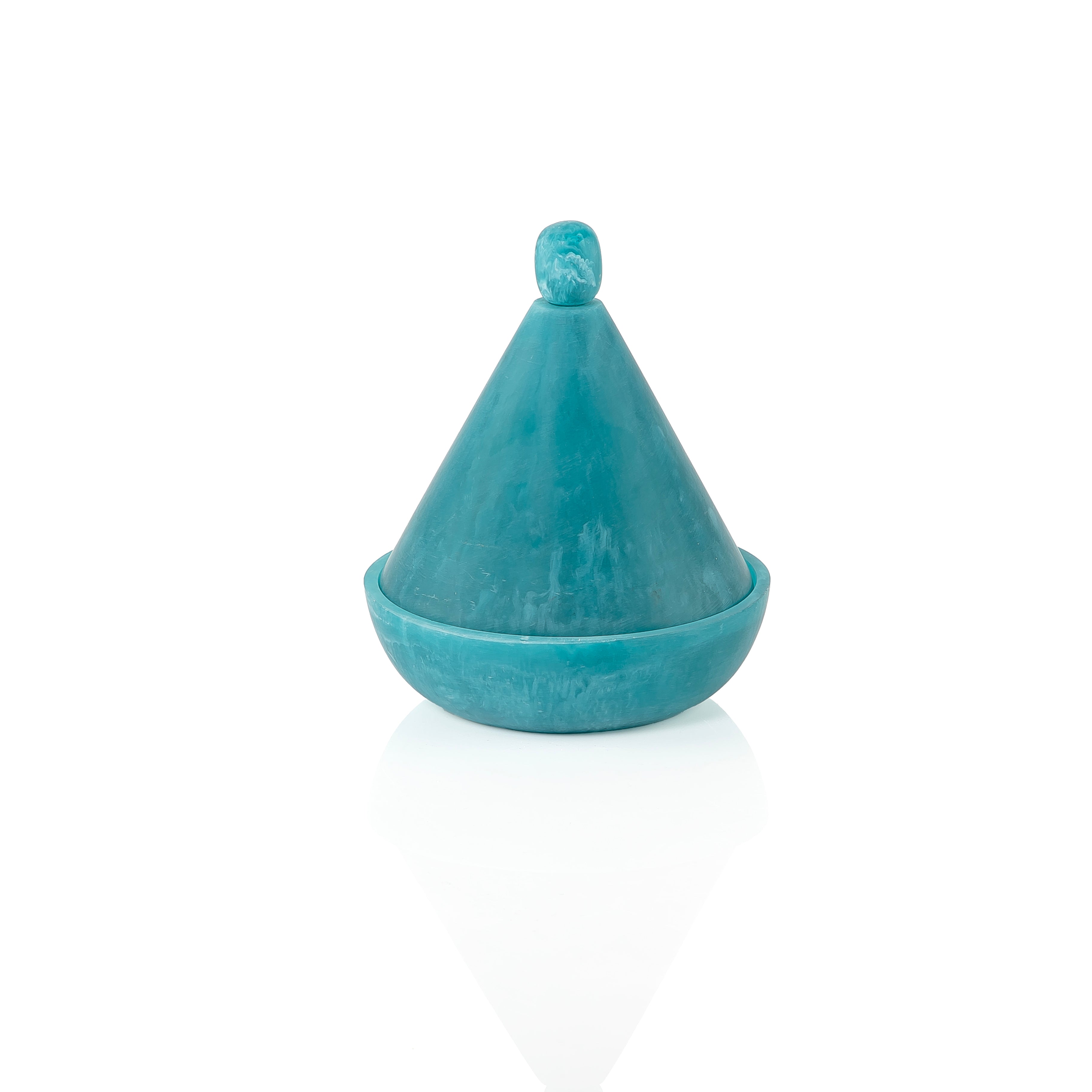 Gergean resin bowl with lid - blue