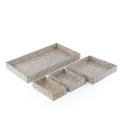 طقم 4 صواني صدف بأحجام مختلفة - بني 