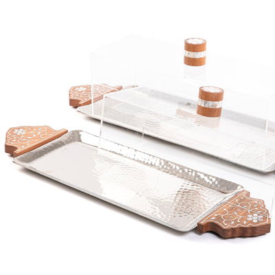 Set of 2 metal tray with acrylic cover