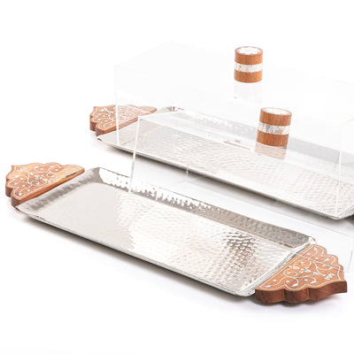 Set of 2 metal tray with acrylic cover