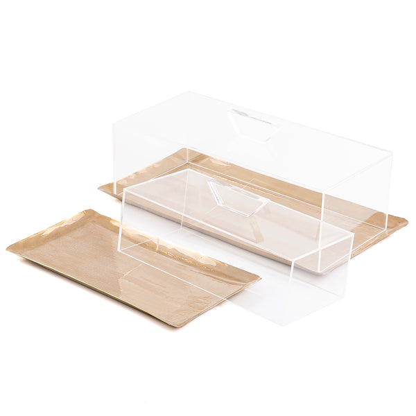 Set of 2 metal tray with acrylic cover