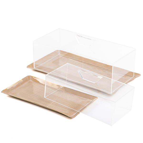 Set of 2 metal tray with acrylic cover