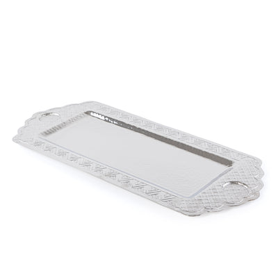 Large Metal Serving Tray - Silver
