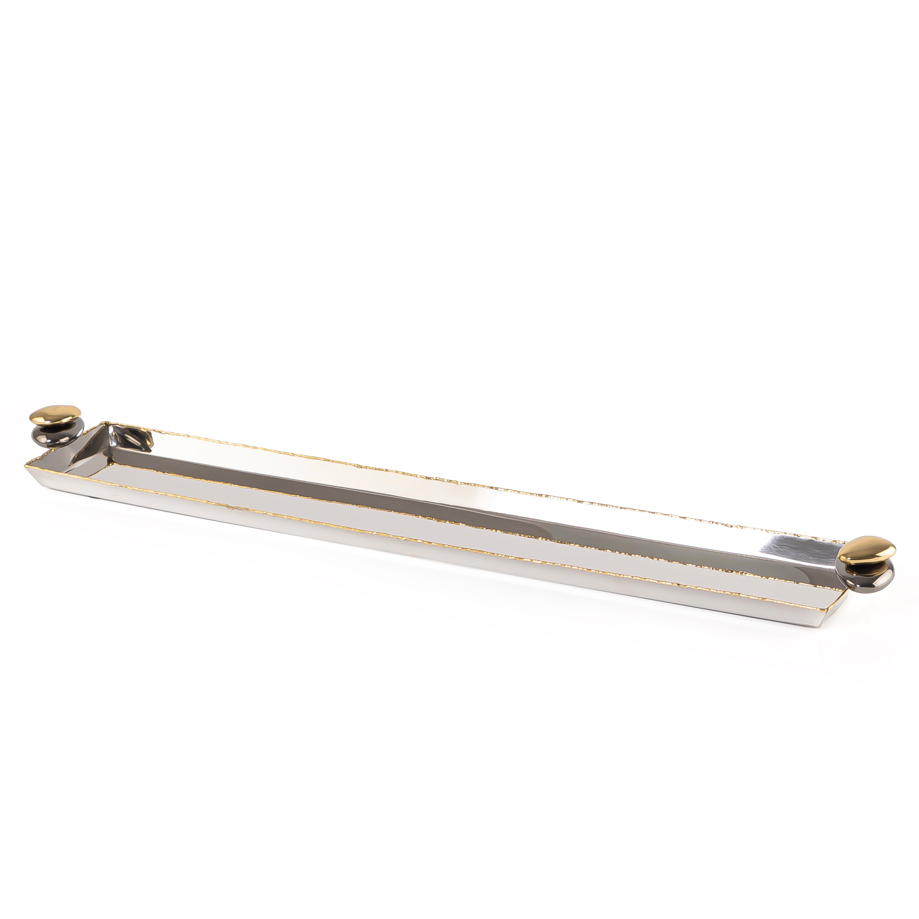 صينية تقديم طولية أنيقة من الإستانلس ستيل - كبير