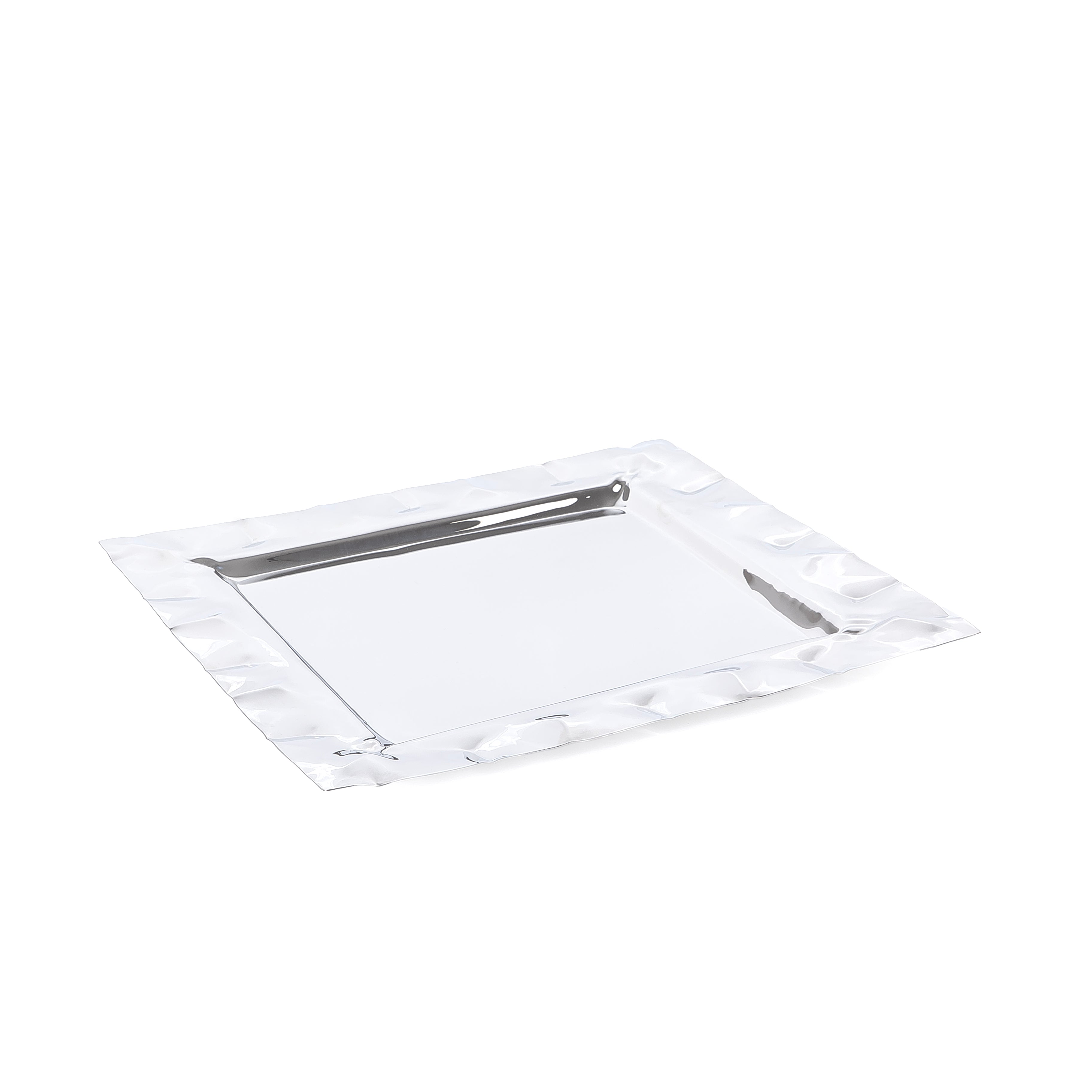 Elegant silver metal serving tray