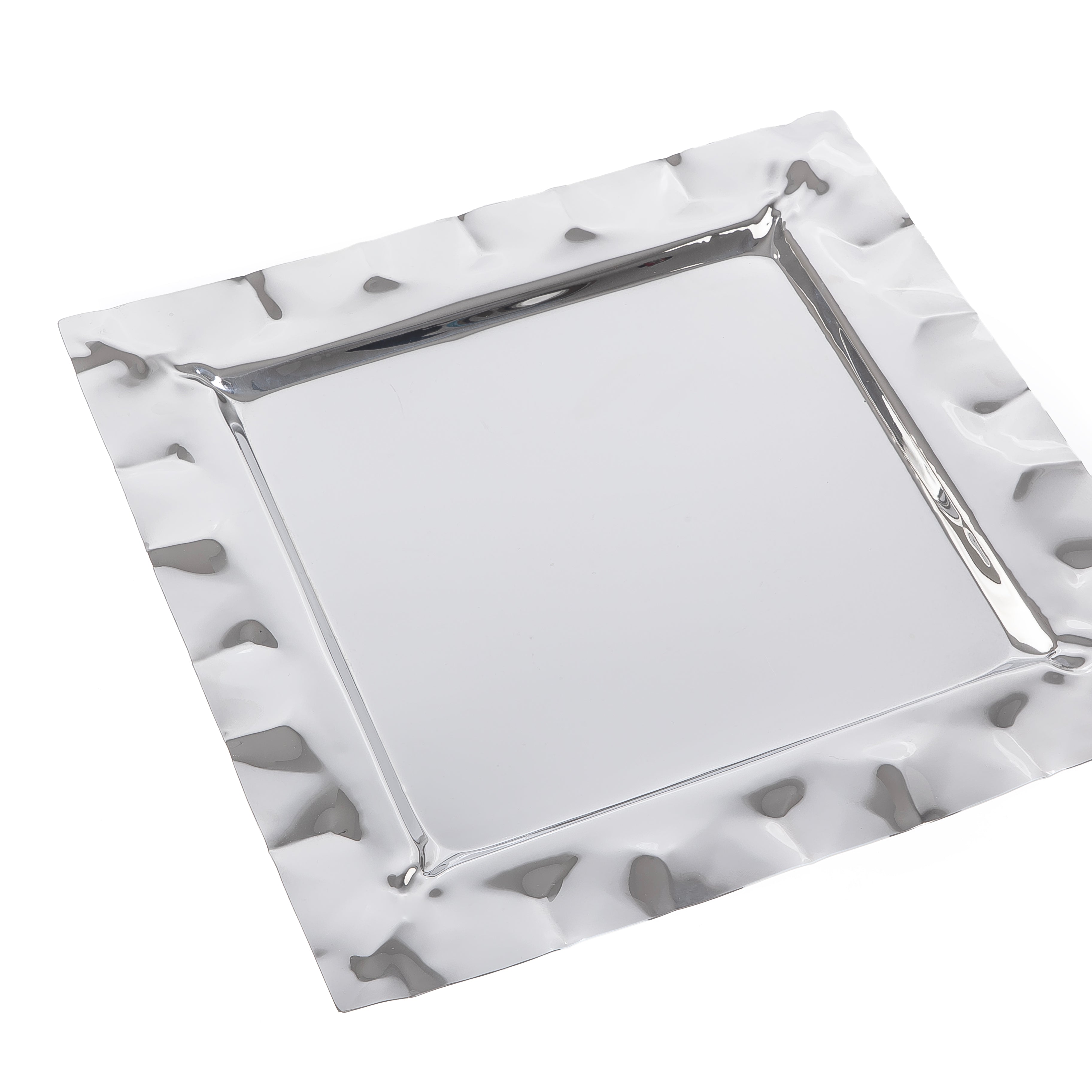 Elegant silver metal serving tray