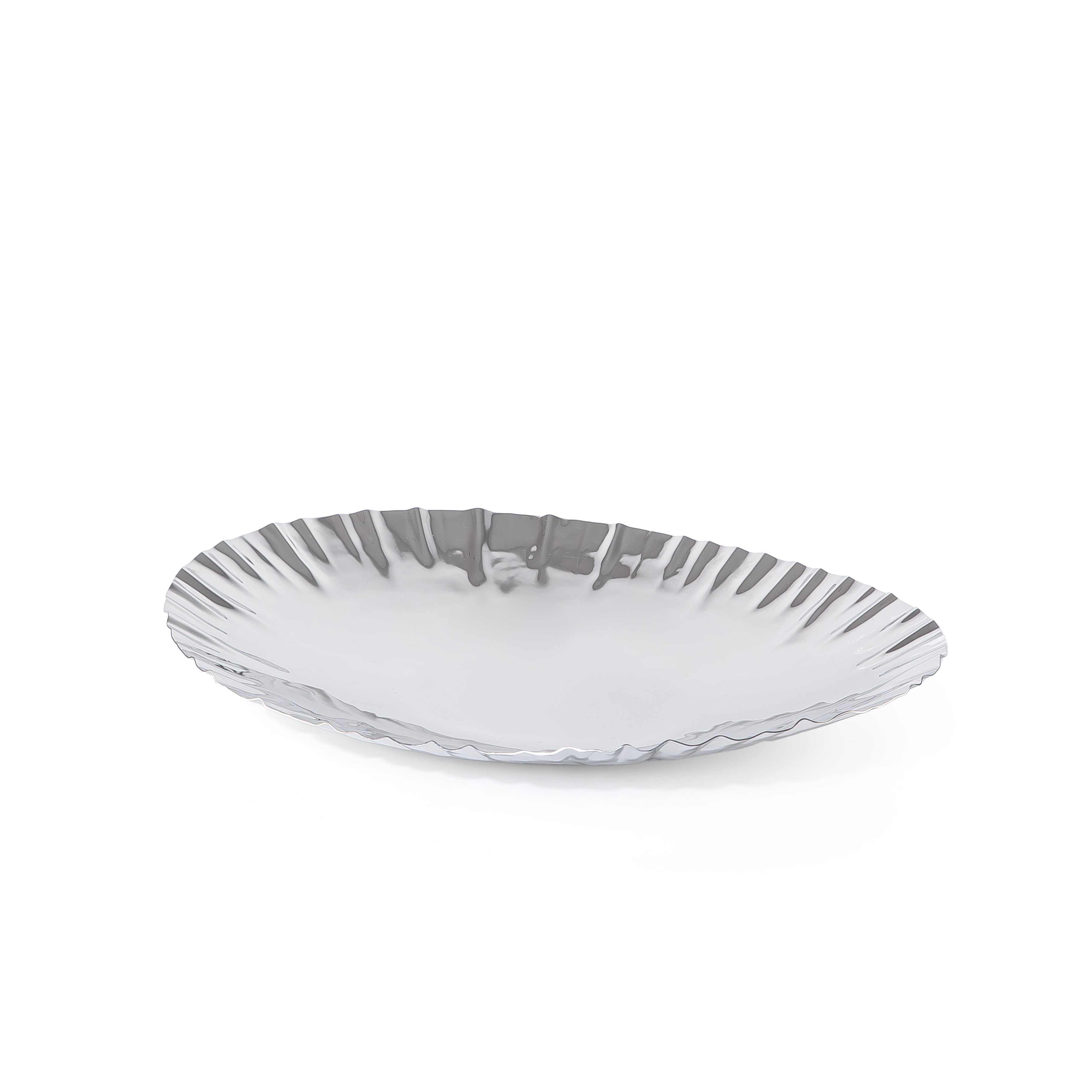 Elegant silver metal serving tray