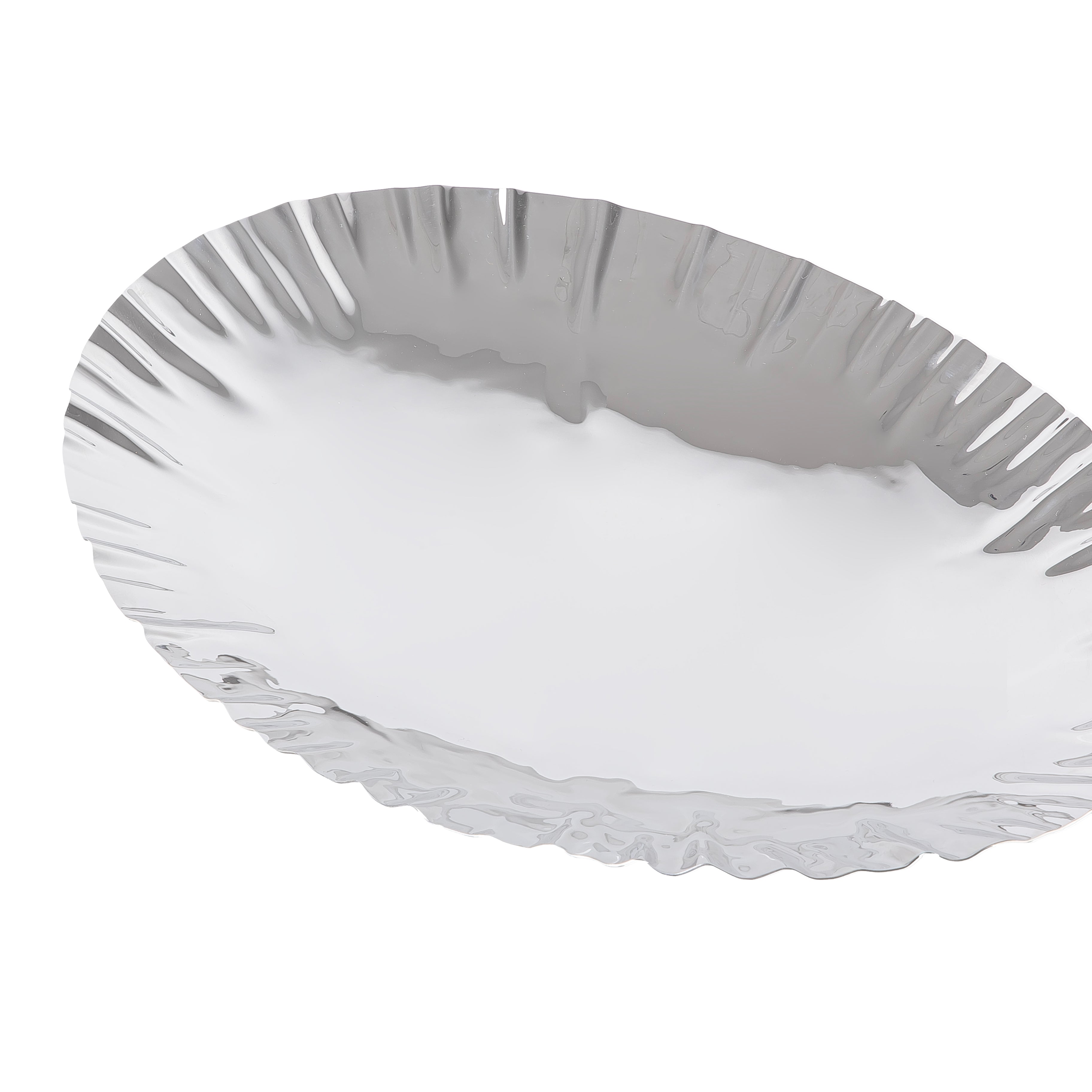 Elegant silver metal serving tray