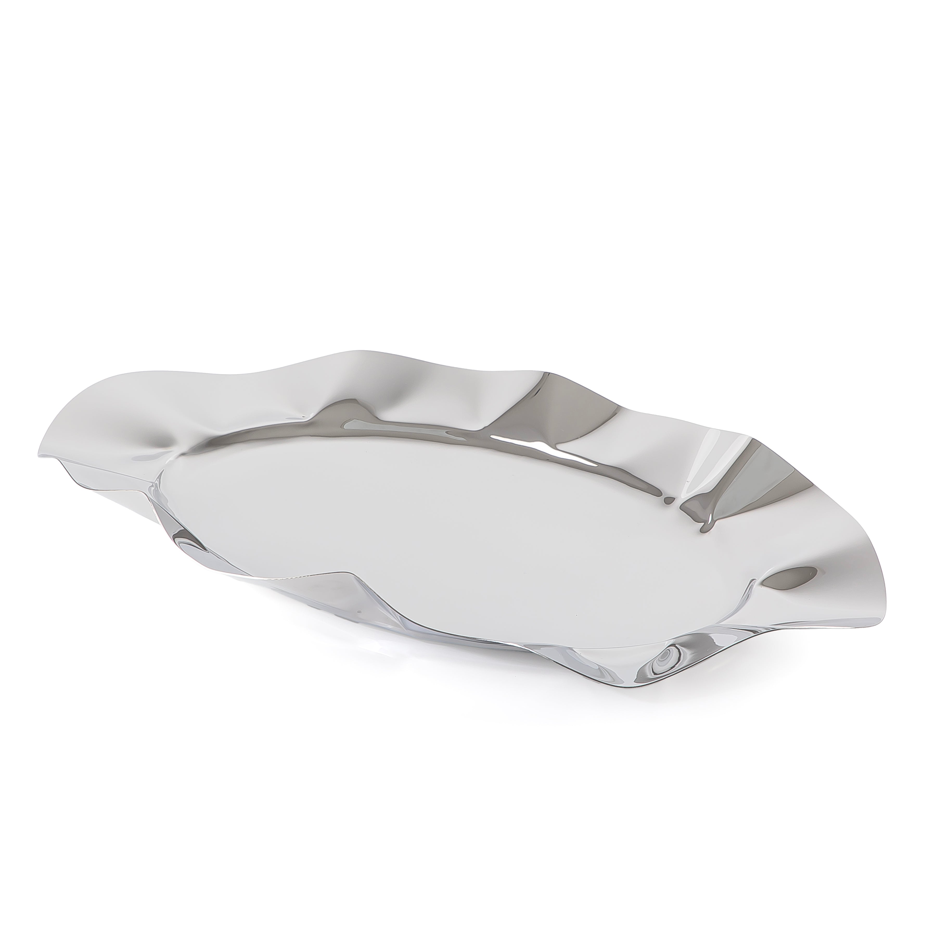 Elegant silver metal serving tray