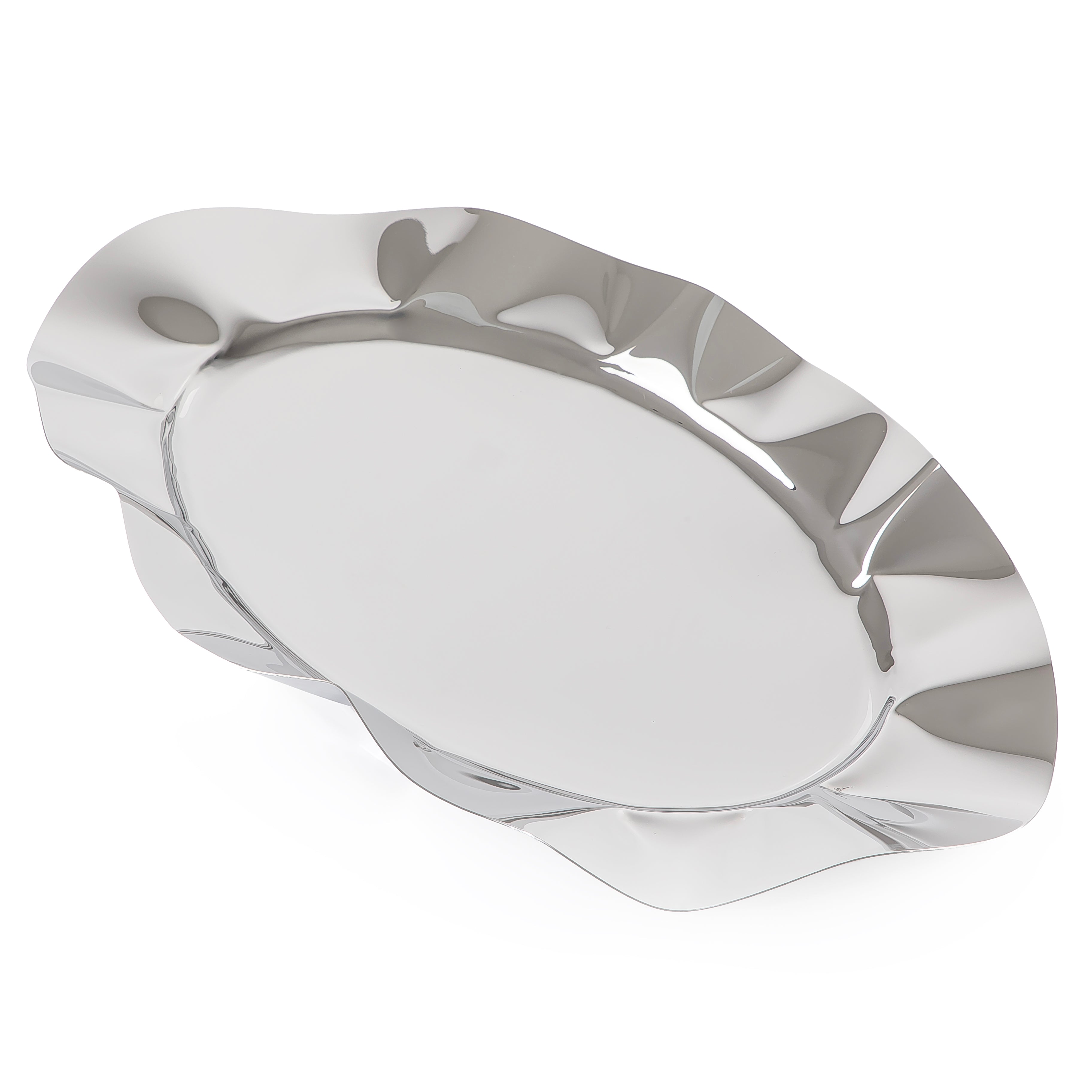 Elegant silver metal serving tray