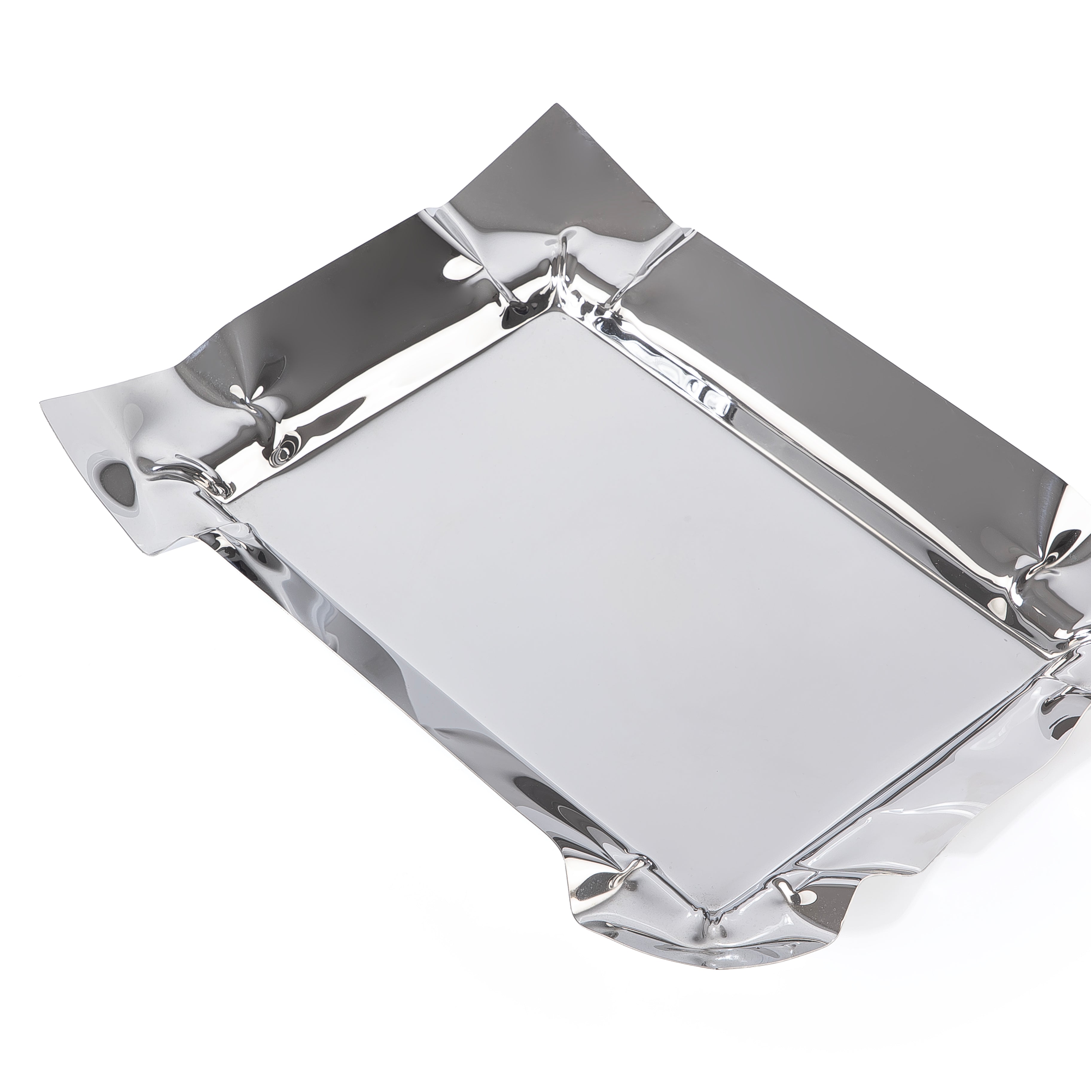 Elegant silver metal serving tray