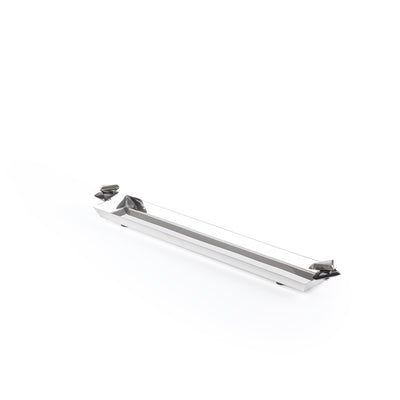 صينية تقديم معدنية طويلة باللون الفضي والأسود - وسط