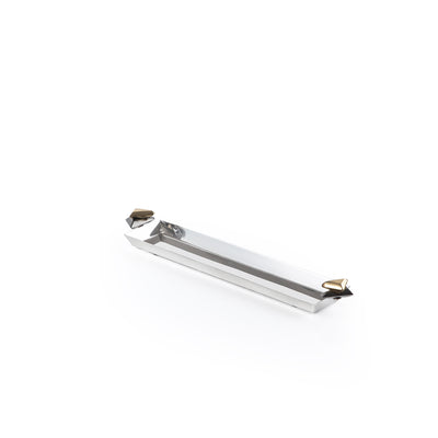 صينية تقديم معدنية طويلة باللون الأسود والذهبي - صغير