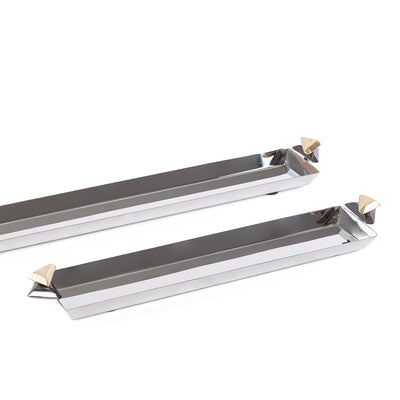 طقم مكون من 2 صينية معدن طويلة للتقديم مع بوكس هدايا - ذهبي & أسود