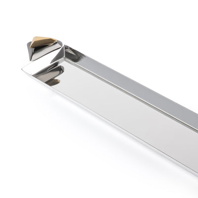 صينية تقديم معدنية طويلة باللون الأسود والذهبي - كبير