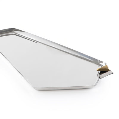 صينية معدنية باللون الذهبي والأسود - كبير