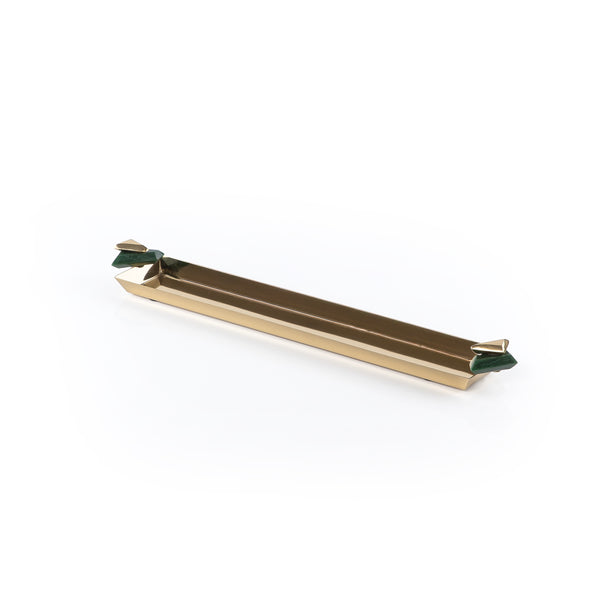 Long Metal Serving Tray Gold & Green - Medium