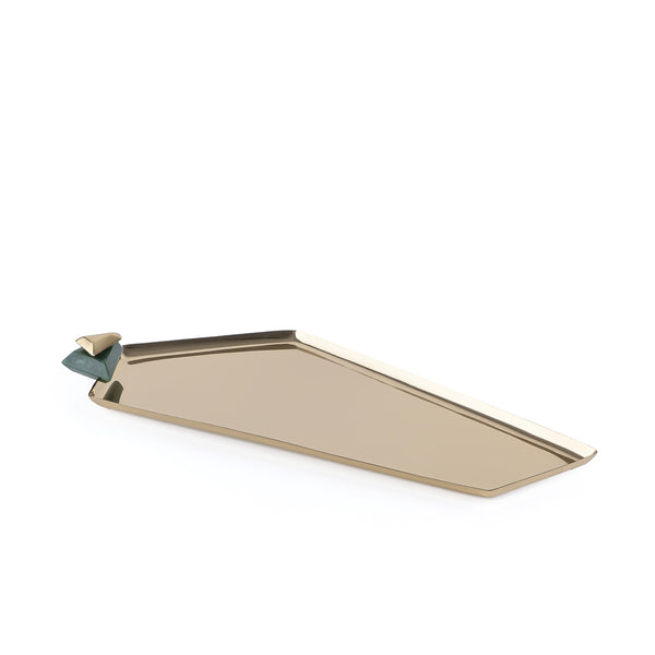 Metal Tray Gold & Green - Medium