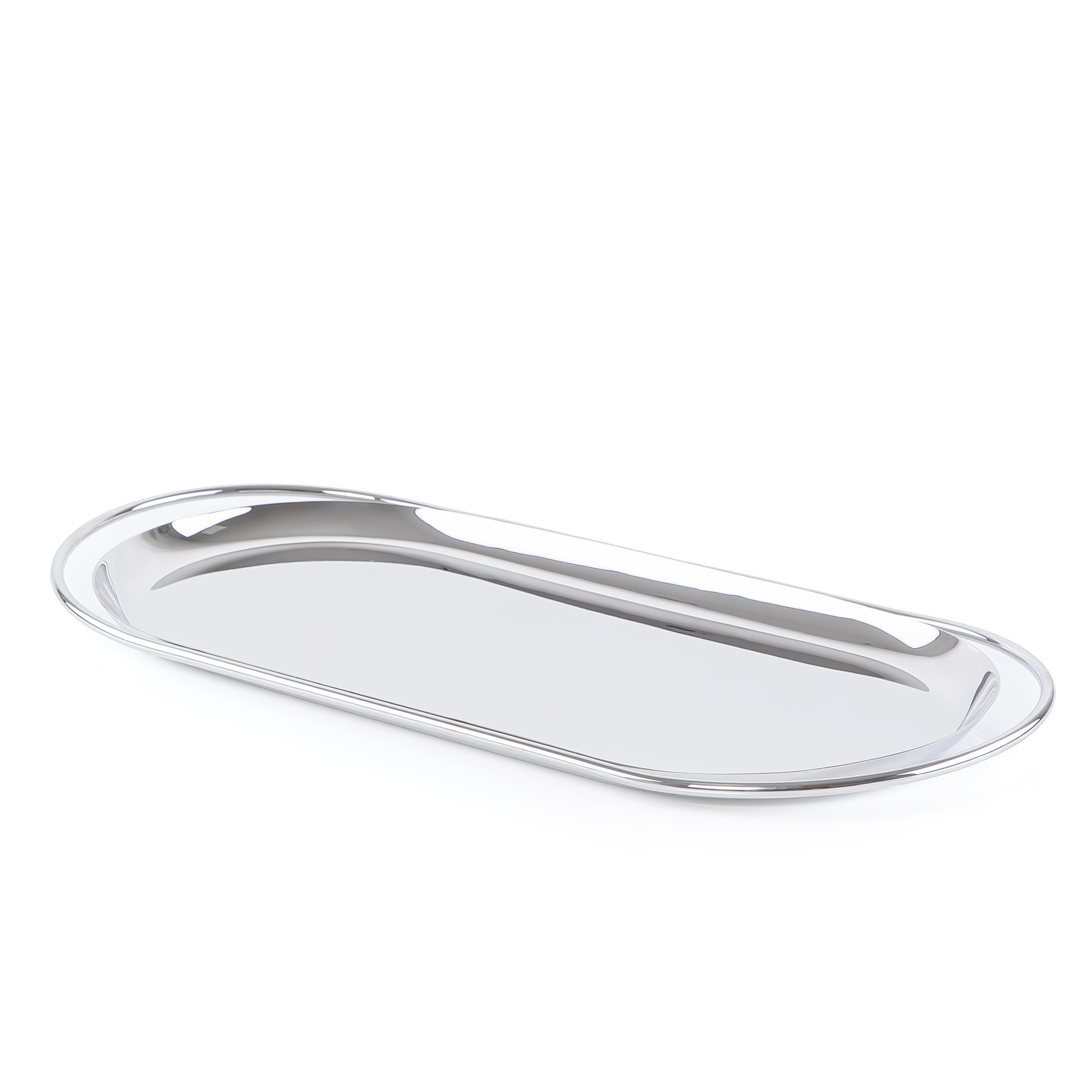 Oval Stainless Steel silver tray large