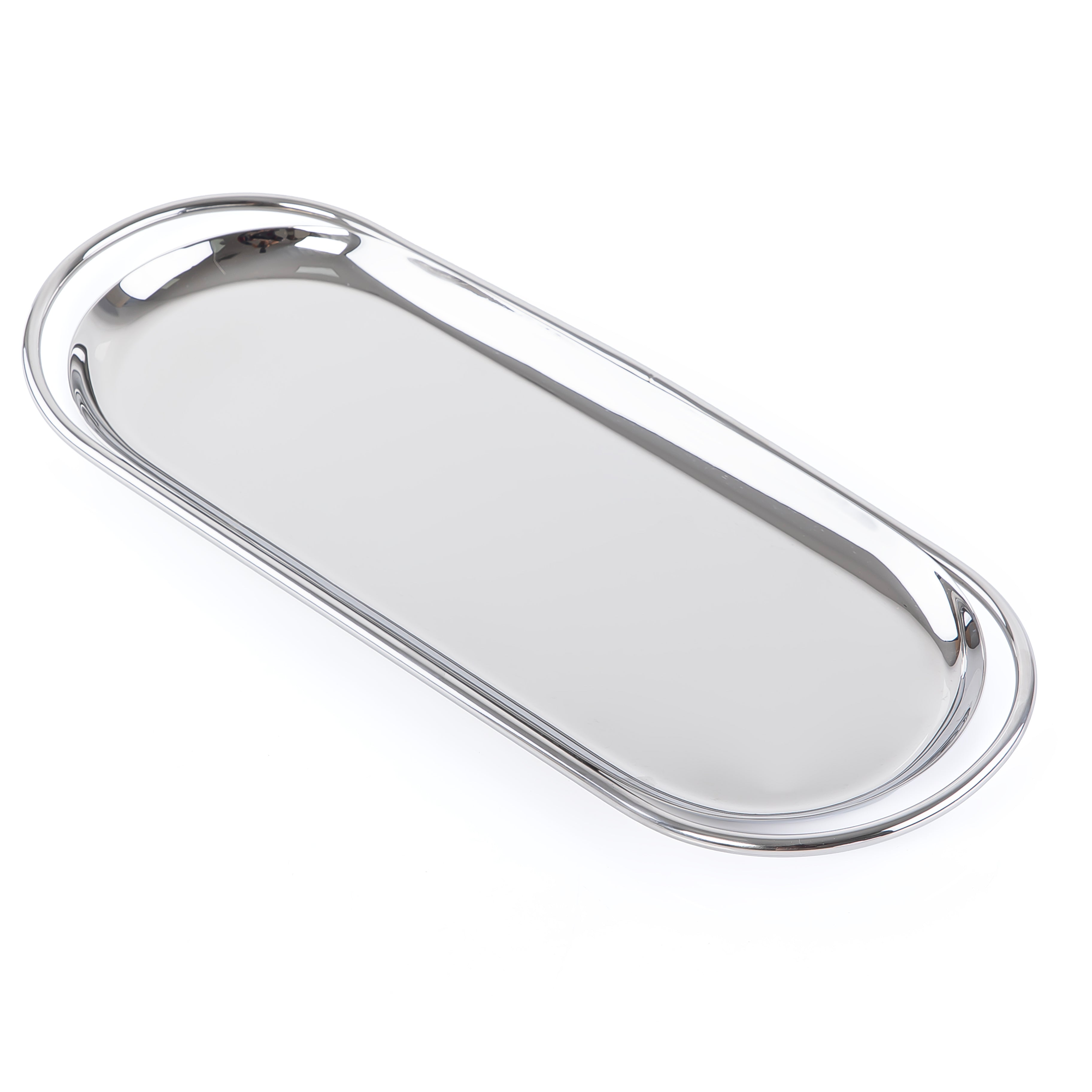 Oval Stainless Steel silver tray small