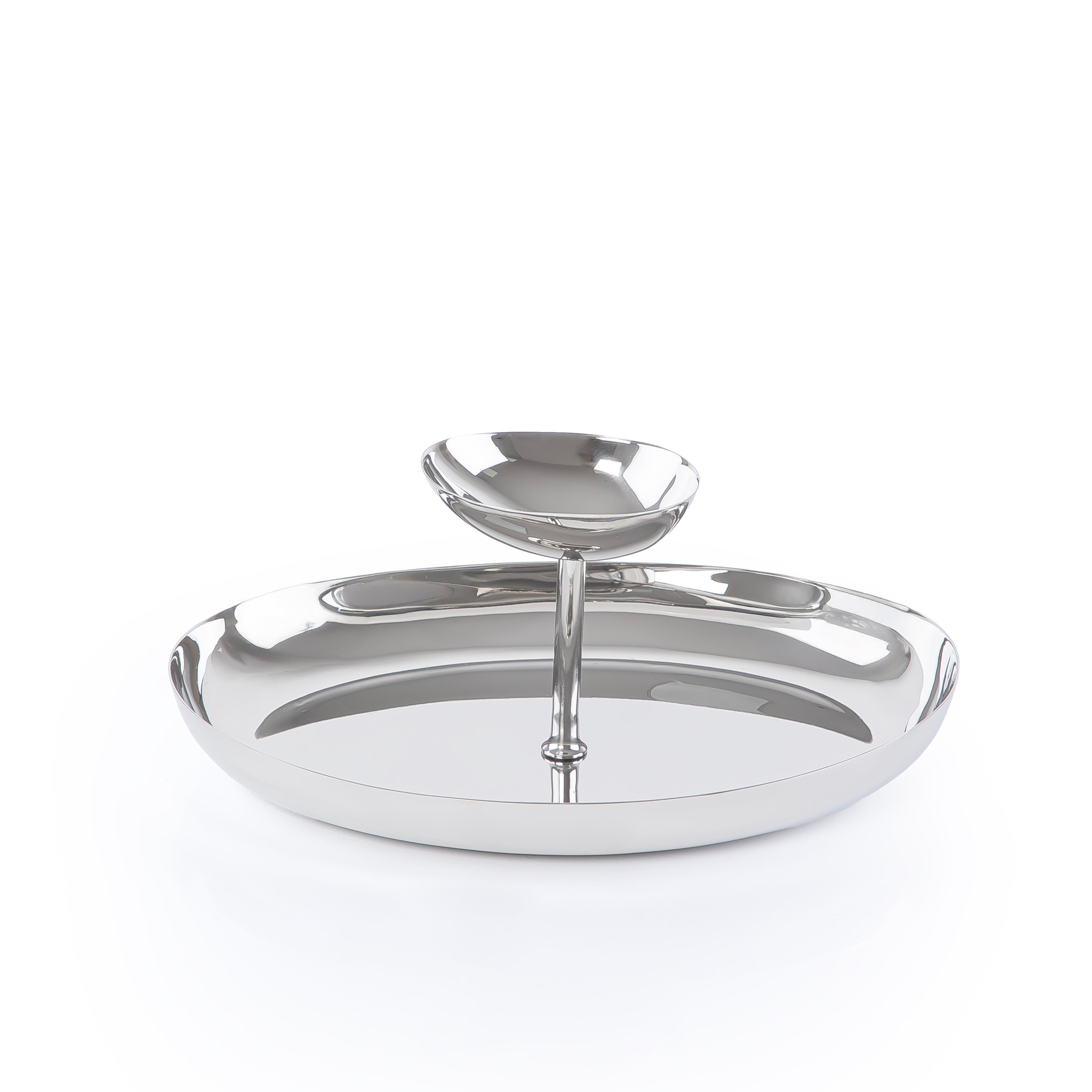 Shiny Polish 2-Tires Tray with bowl