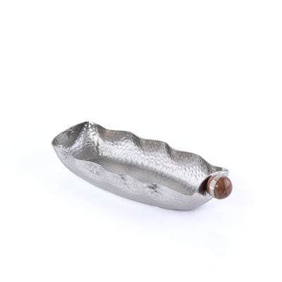 Oval Metal Plate With A Wooden Handle - Small