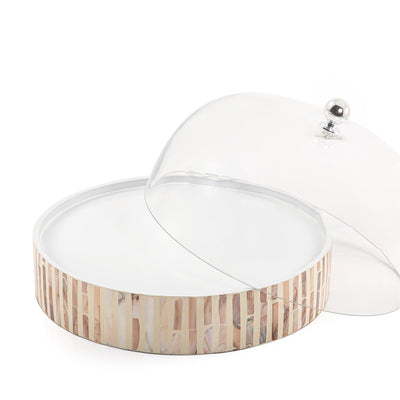 Mother of pearl plate with glass cover