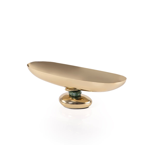 Elegant stainless steel oval serving dish - small