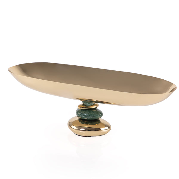 Elegant stainless steel oval serving dish - large