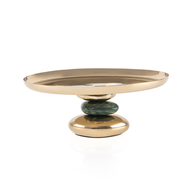 Elegant stainless steel oval cake stand - small