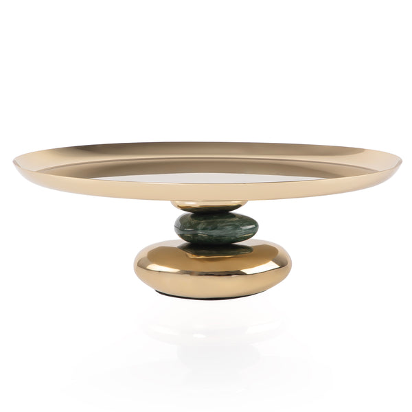 Elegant stainless steel oval cake stand - large