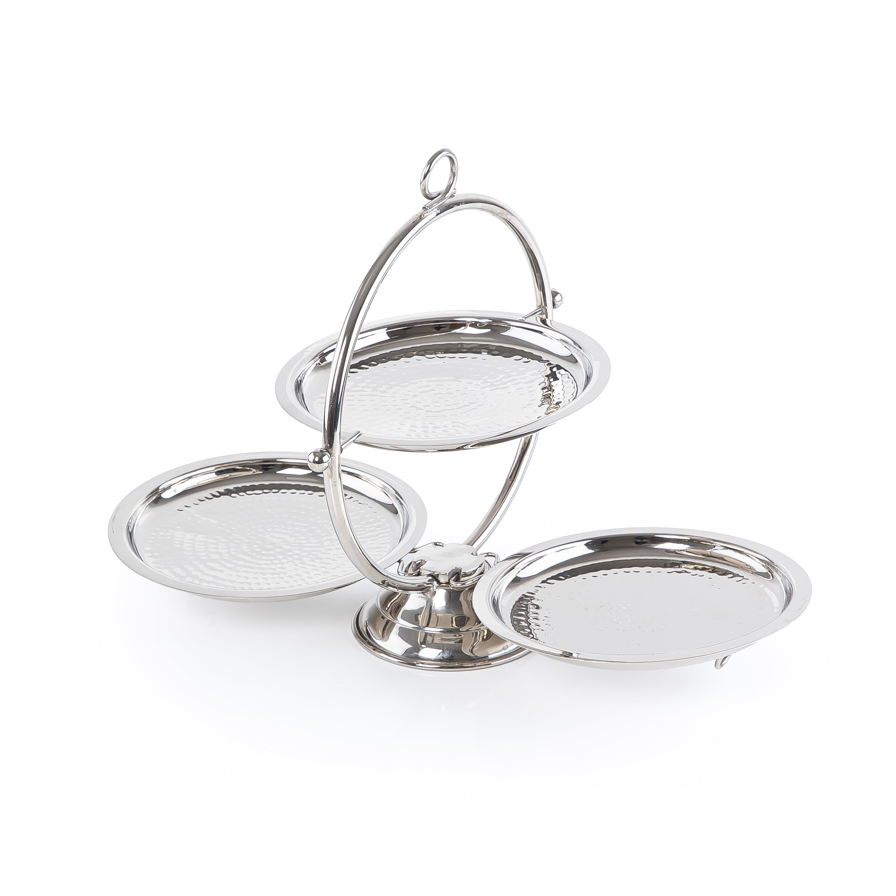 Stainless steel three circular tiers stand - silver