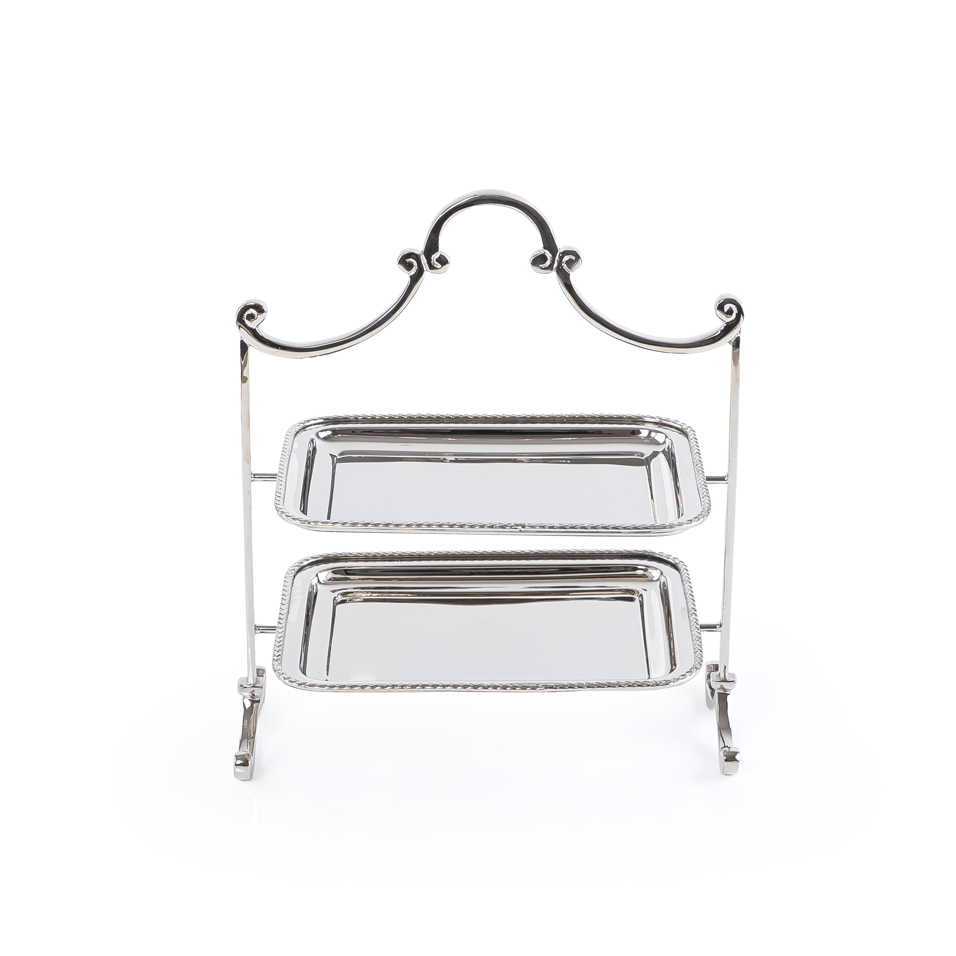 Stainless steel two tiers stand - silver small