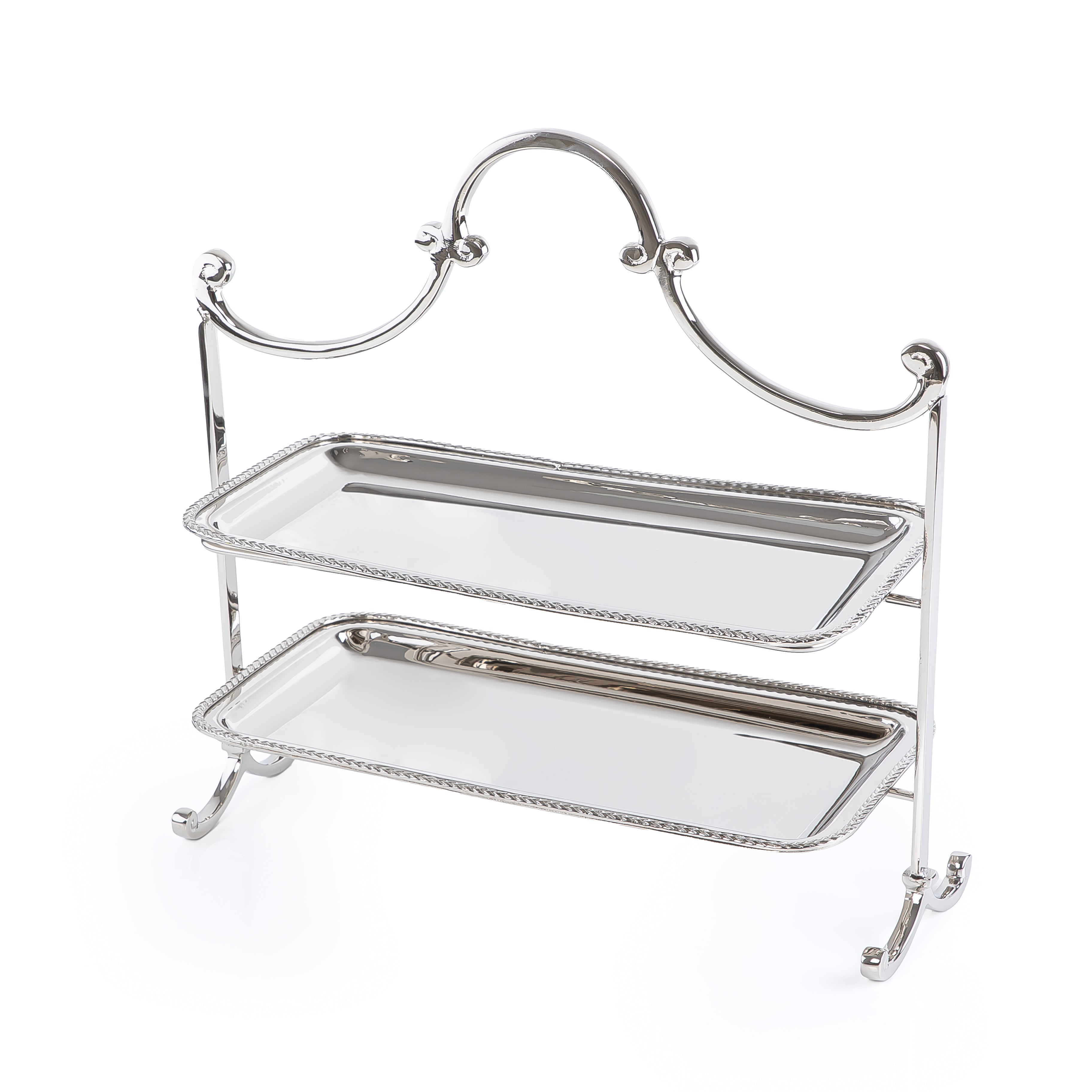 Stainless steel two tiers stand - silver large