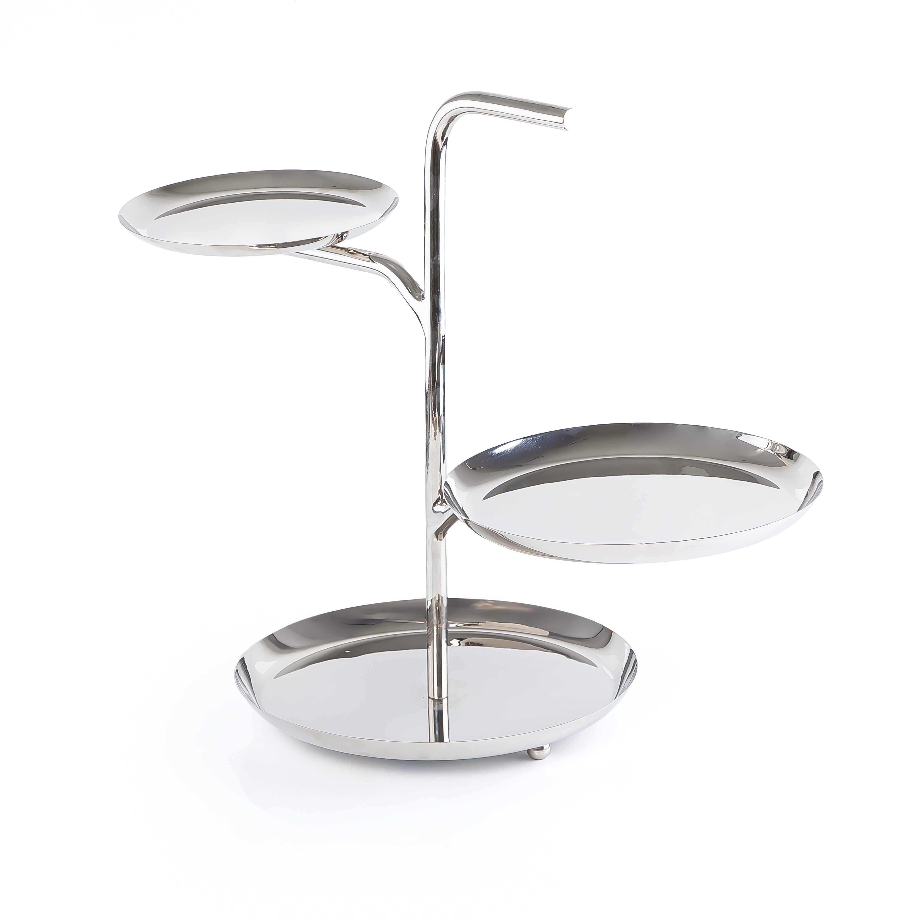 Shiny Metal 3-Tires Serving Stand