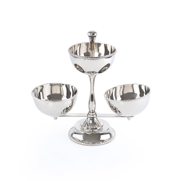 Shiny Metal 3-Tires Serving Bowls Stand