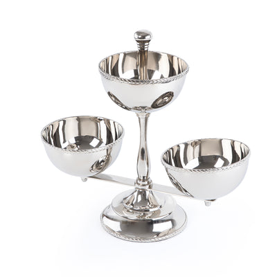 Shiny Metal 3-Tires Serving Bowls Stand