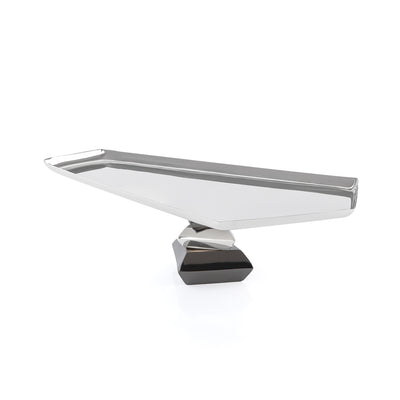 صينية تقديم معدنية أنيقة مع قاعدة – حجم كبير