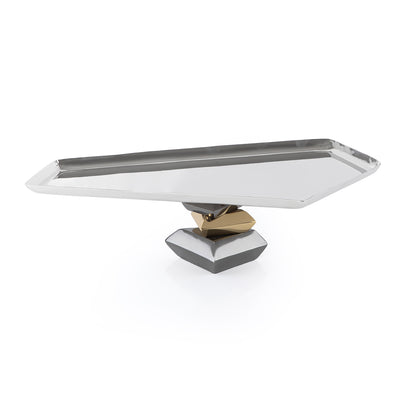 صينية تقديم معدنية أنيقة مع قاعدة – حجم كبير