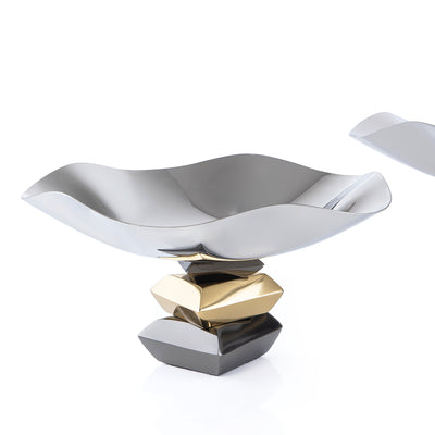 Set of 2 Metal Cake Stand with gift box - Silver & Gold