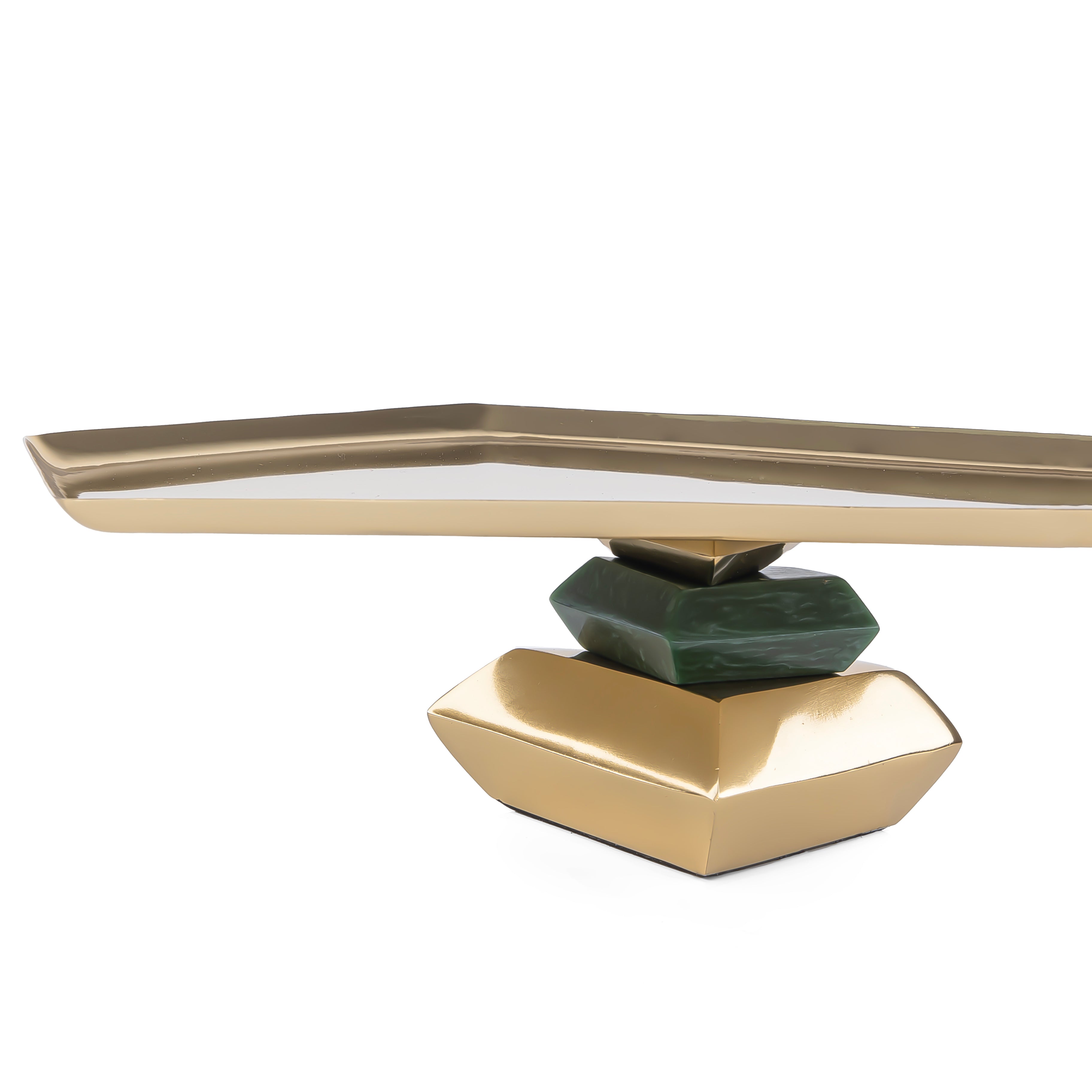 ستاند تقديم معدن - ذهبي و اخضر صغير 