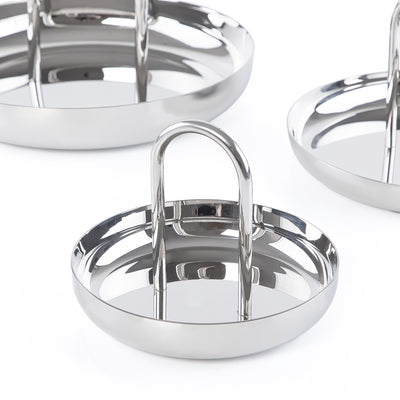 Set of 3 Stainless Steel bowl with a holder with gift box - Silver